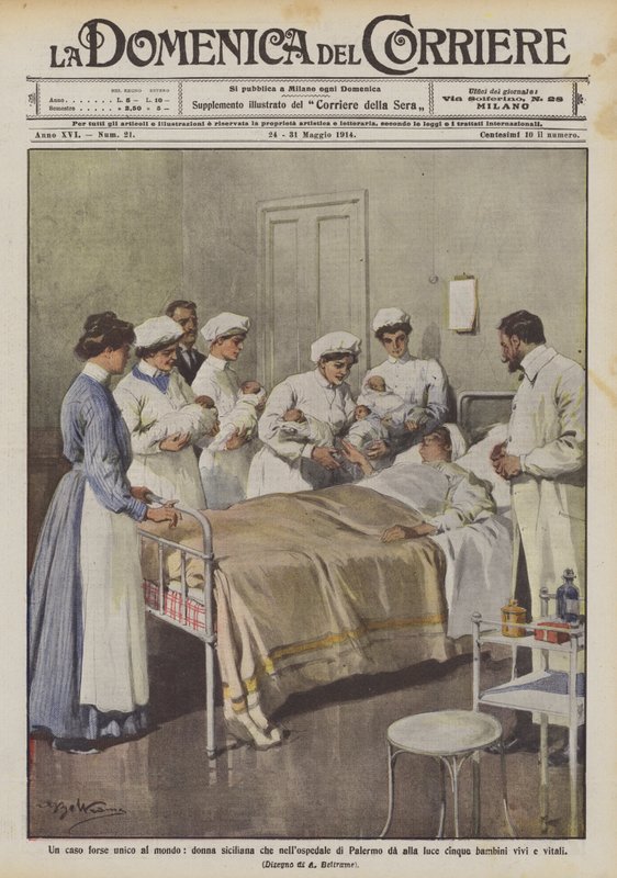 A Possibly Unique Case in the World, Sicilian Woman Gives Birth to Five Children in Palermo Hospital by Achille Beltrame