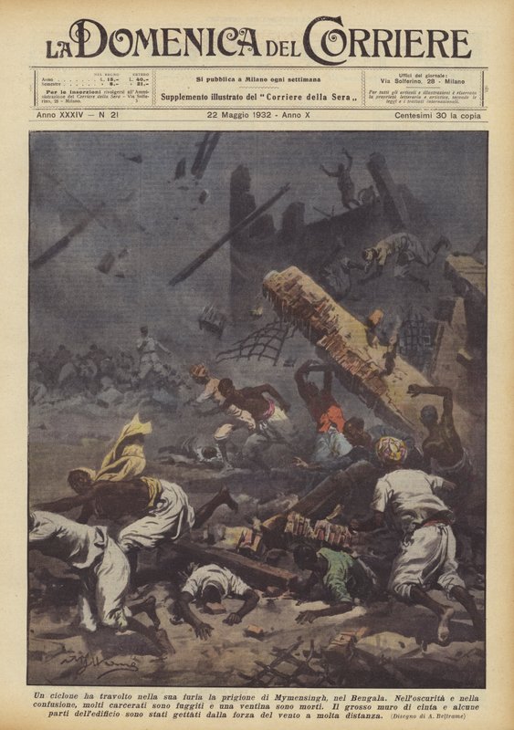 A Cyclone Swept Through the Prison of Mymensingh in Bengal by Achille Beltrame