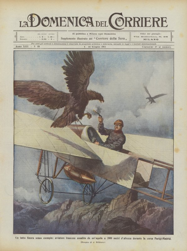 An Unprecedented Event: French Aviator Attacked by an Eagle at 2000 Meters Altitude by Achille Beltrame