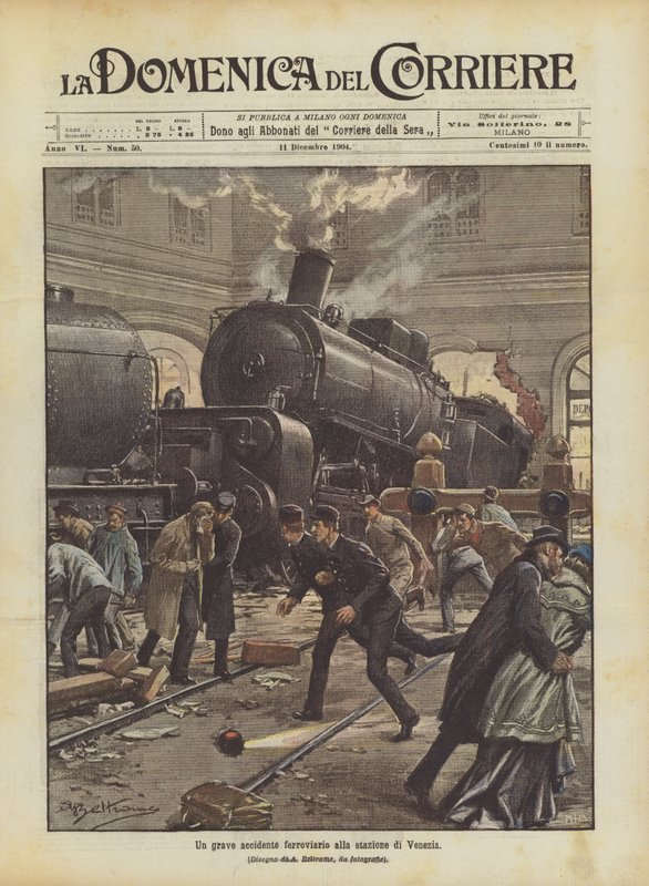 A Serious Railway Accident at the Venice Station by Achille Beltrame