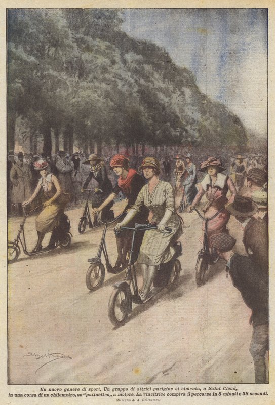 A New Kind of Sport, A Group of Parisian Actresses Competing in a Race at Saint Cloud by Achille Beltrame