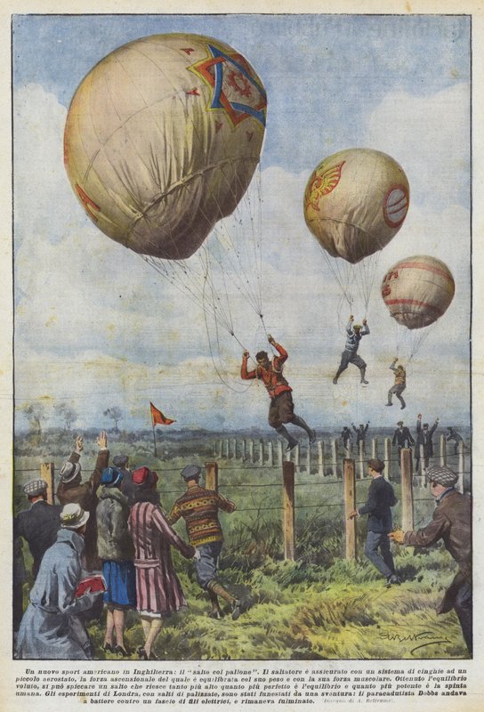 A New American Sport in England, Balloon Jumping by Achille Beltrame