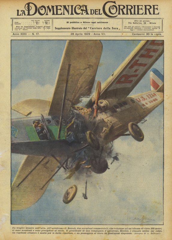 A tragic clash in the air by Achille Beltrame