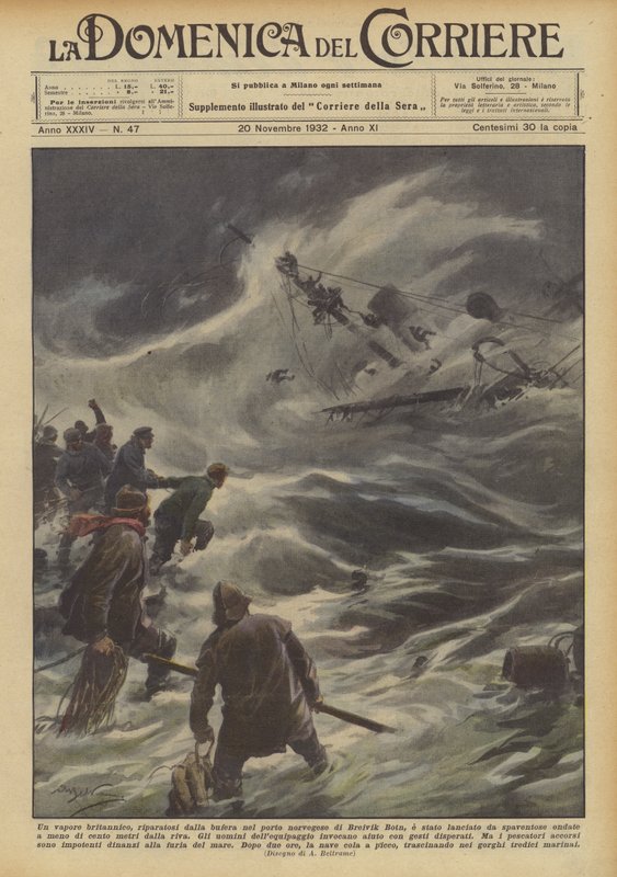 A British Steamer, Sheltered from the Storm in the Norwegian Port of Breivik Botn... by Achille Beltrame