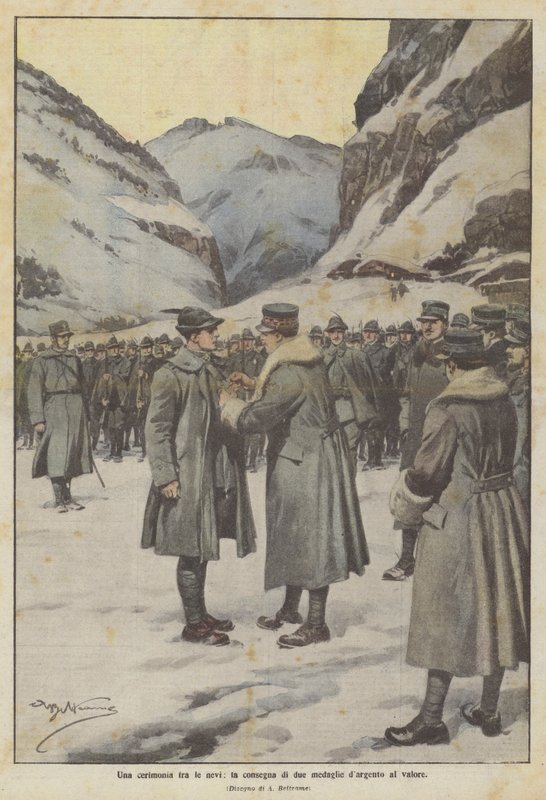 A Ceremony in the Snow, the Awarding of Two Silver Medals for Valor by Achille Beltrame