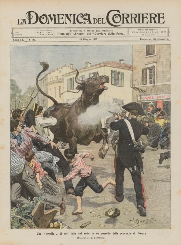 A Serious Bullfight in a Village in the Province of Novara by Achille Beltrame