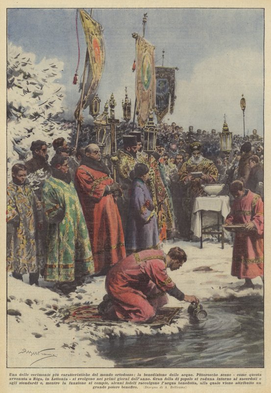 One of the Most Characteristic Ceremonies of the Orthodox World, the Blessing of the Waters by Achille Beltrame