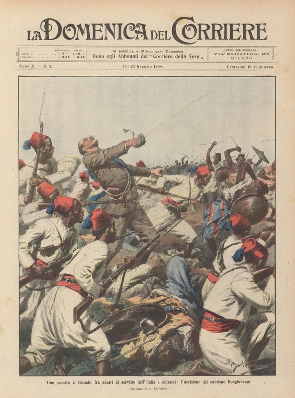 A Clash in Benadir Between Ascari in the Service of Italy and Abyssinians, the Killing of Captain Bongiovanni by Achille Beltrame