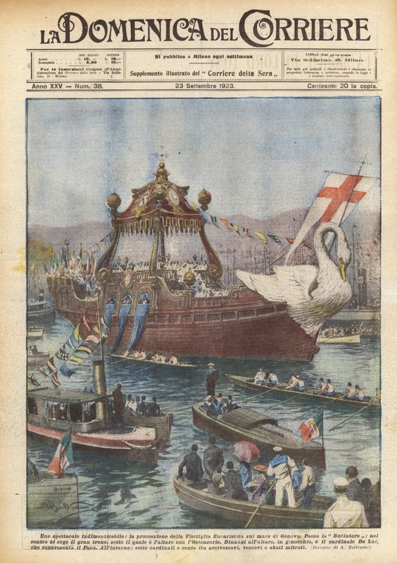 An Unforgettable Spectacle, the Procession of the Eucharistic Flotilla on the Sea of Genoa by Achille Beltrame