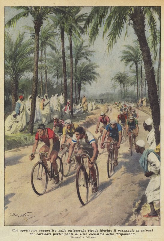 A Suggestive Show on the Picturesque Libyan Roads, the Passage in an Oasis of the Runners by Achille Beltrame