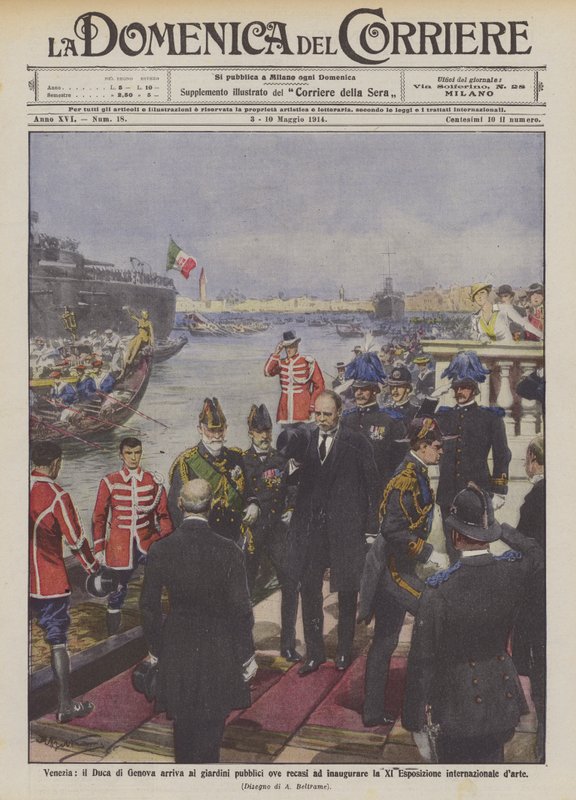 Venice, the Duke of Genoa Arrives at the Public Gardens to Inaugurate the XI Exhibition by Achille Beltrame