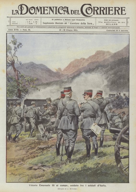 Vittorio Emanuele III at the camp, soldier among the soldiers of Italy by Achille Beltrame