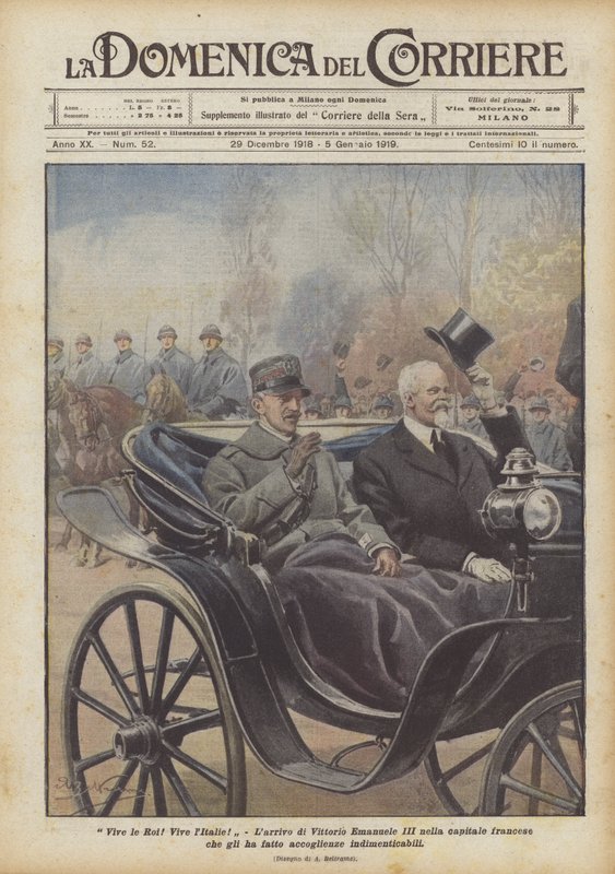 Long Live the King! Long Live Italy! The Arrival of Vittorio Emanuele III in the French Capital by Achille Beltrame