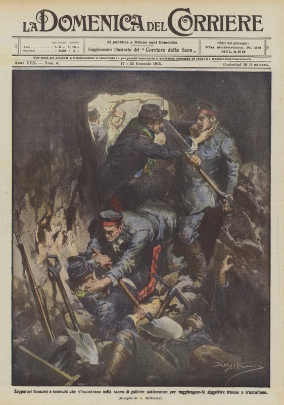 French and German Sappers Meeting in the Excavation of Underground Tunnels by Achille Beltrame