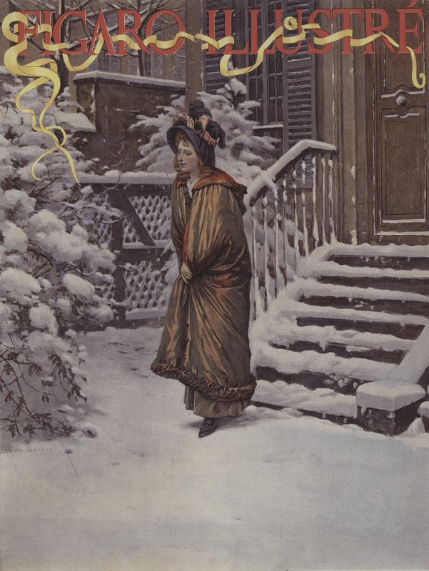 First Snow. Cover of Le Figaro Illustre, January 1894 by Adrien Moreau