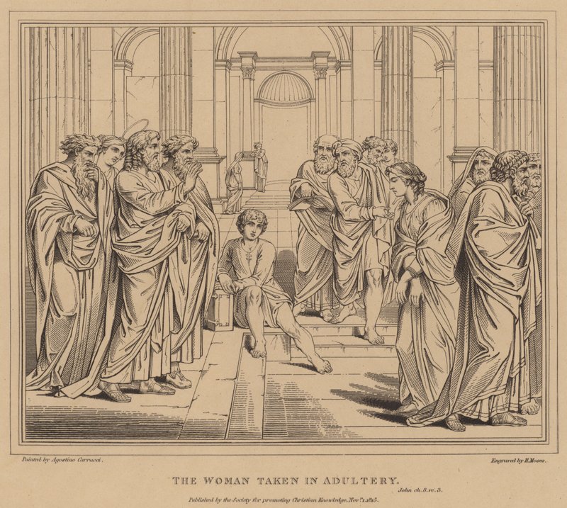 The Woman Taken in Adultery, John by Agostino Carracci