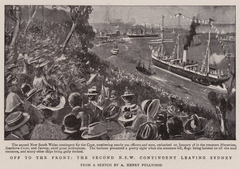 Off to the Front, the Second NSW Contingent Leaving Sydney by Albert Henry Fullwood