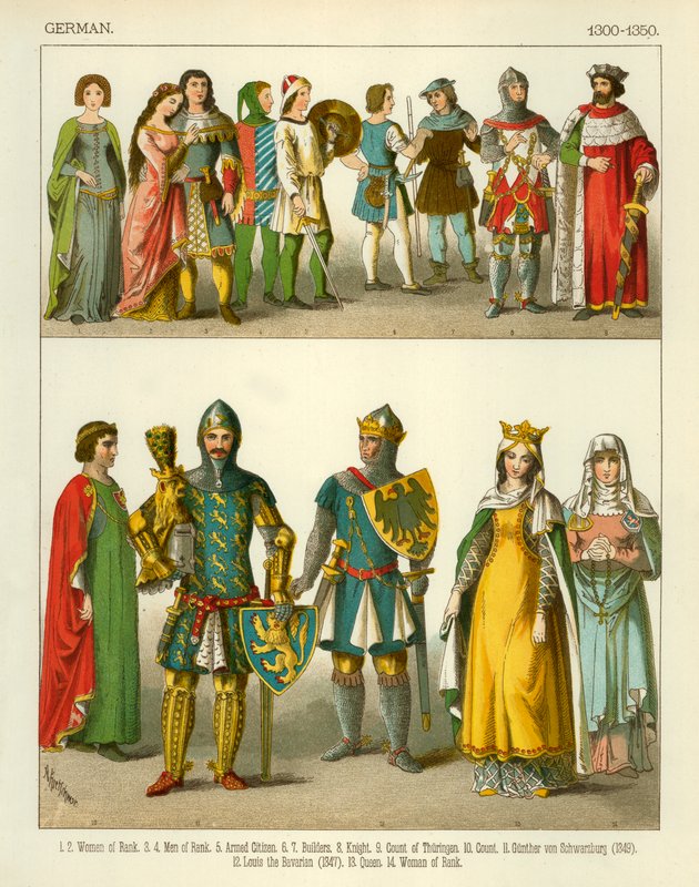 German Costume 1300-1350 by Albert Kretschmer