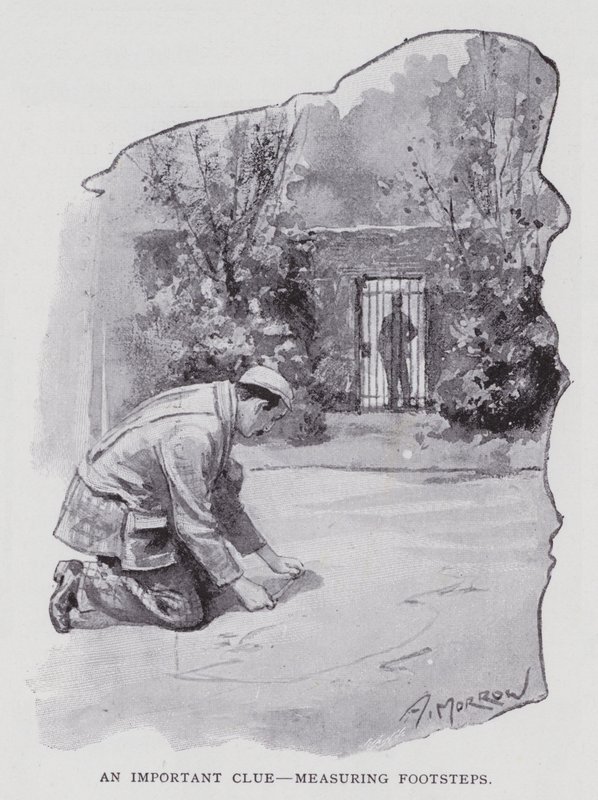 An important clue, measuring footsteps by Albert Morrow