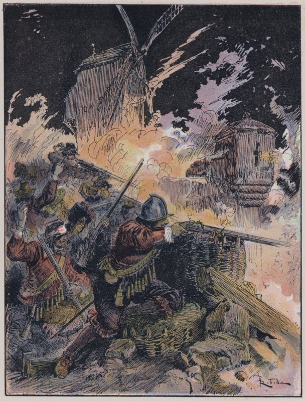 Illustration for Le Capitaine Bellormeau by and illustrated by A. Robida (color lithograph) by Albert Robida