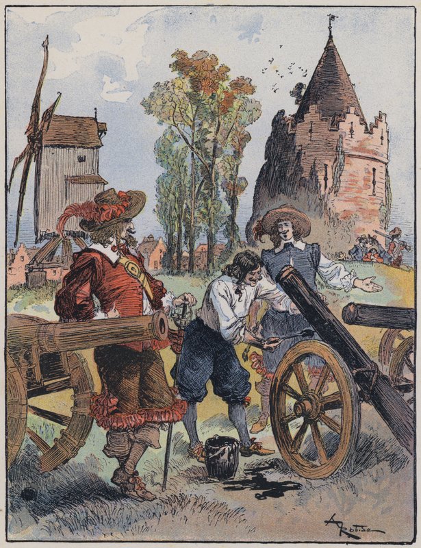 Illustration for Le Capitaine Bellormeau by and illustrated by A. Robida (color lithograph) by Albert Robida