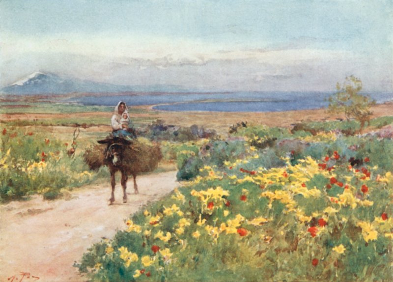 Spring at Syracuse. View of Etna and Thapsos from Site of Tyche by Alberto Pisa