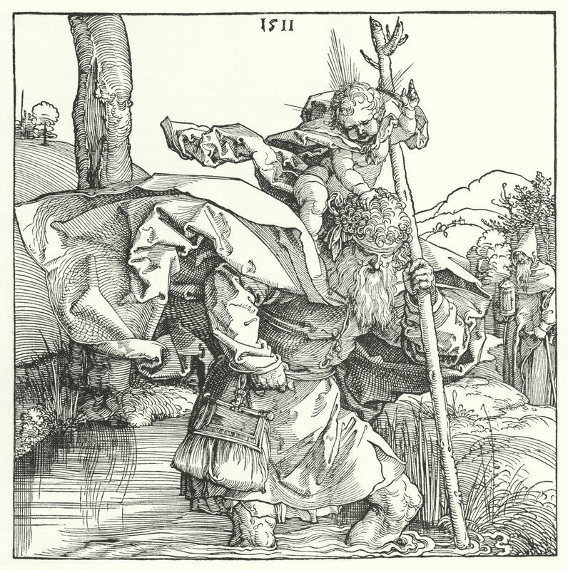 St Christopher Carrying the Infant Christ by Albrecht (after) Durer or Duerer