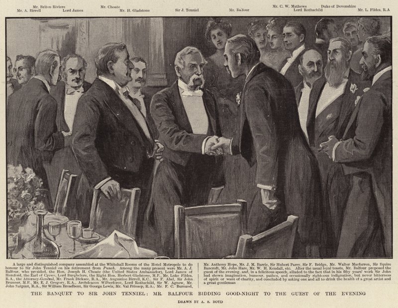 The Banquet to Sir John Tenniel, Mr Balfour Bidding Good-Night to the Guest of the Evening by Alexander Stuart Boyd