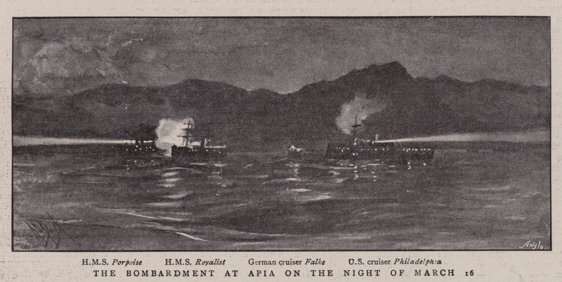 The Bombardment at Apia on the Night of 16 March by Alexander Stuart Boyd