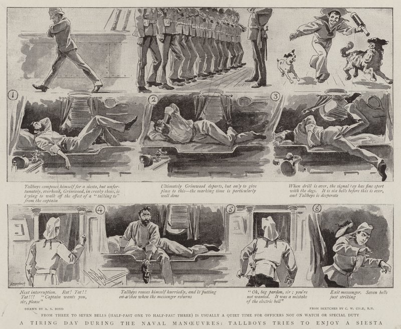 A Tiring Day During the Naval Manoeuvres, Tallboys Tries to Enjoy a Siesta by Alexander Stuart Boyd