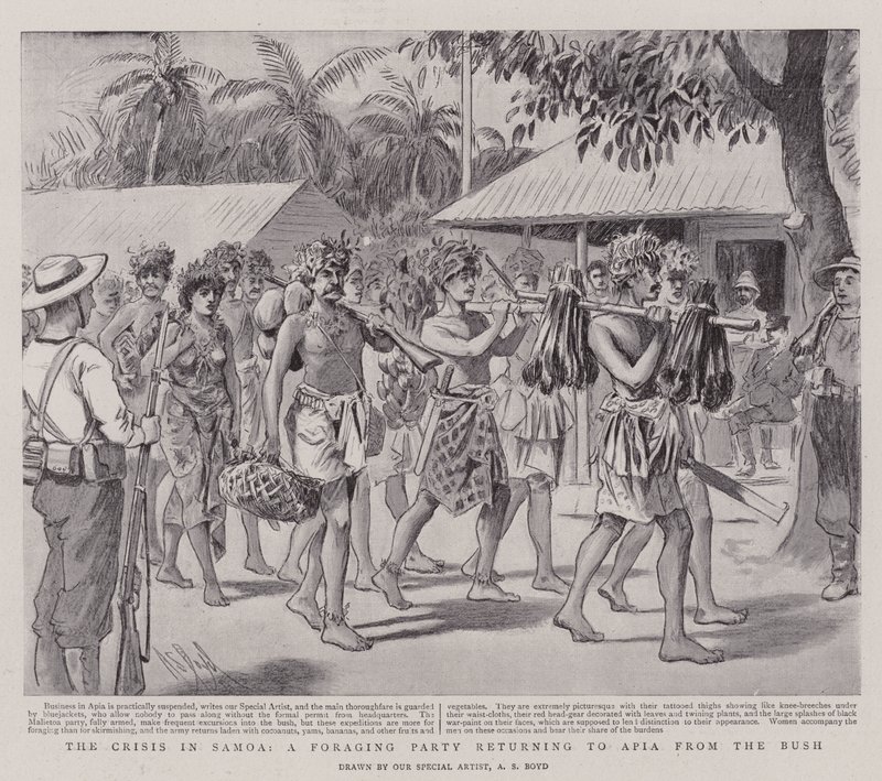 The Crisis in Samoa, a Foraging Party returning to Apia from the Bush by Alexander Stuart Boyd