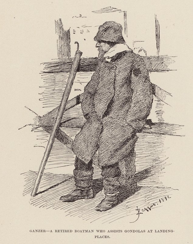 Ganzer, A retired boatman who assists Gondolas at landing-places by Alezzandro Zezzos