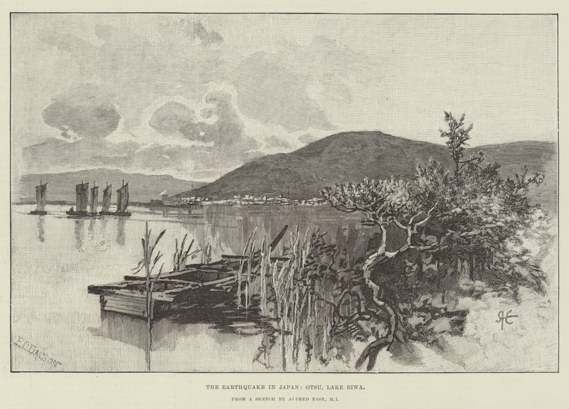 The Earthquake in Japan, Otsu, Lake Biwa by Alfred East
