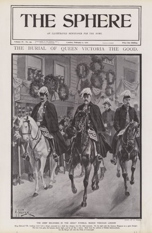 The chief mourners at the funeral procession of Queen Victoria through London by Alfred (after) Pearse