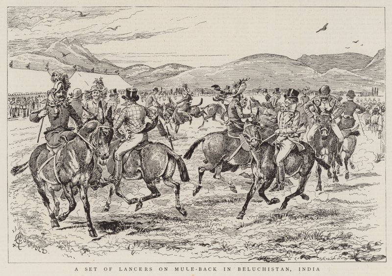 A Set of Lancers on Mule-Back in Beluchistan, India by Alfred Chantrey Corbould