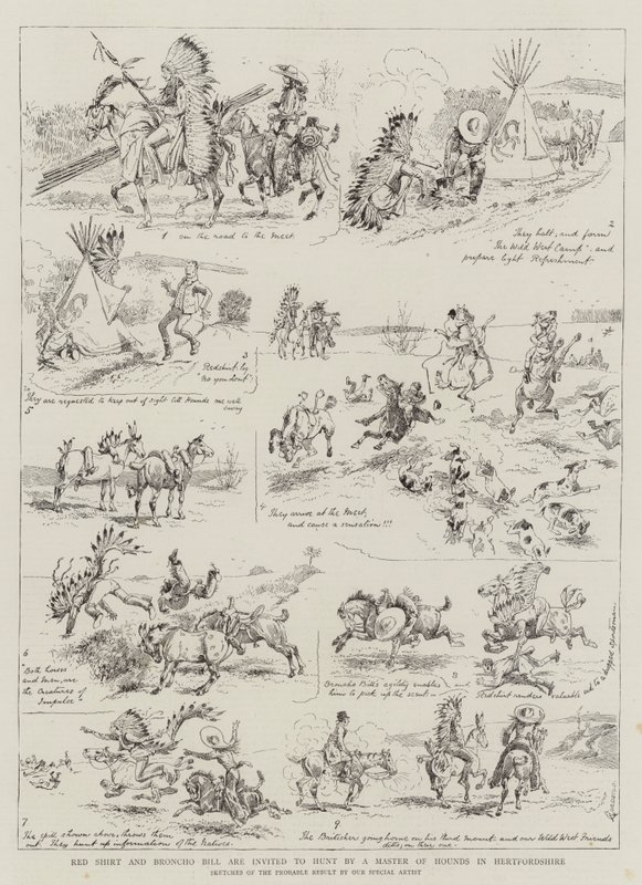Red Shirt and Broncho Bill are invited to Hunt by a Master of Hounds in Hertfordshire by Alfred Chantrey Corbould