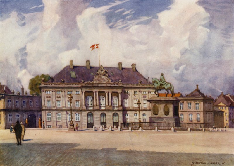 Denmark: Copenhagen, The Amalienborg Palace by Alfred Heaton Cooper