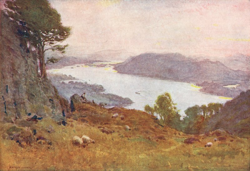 Lake District: Windermere from Wansfell, Sunset by Alfred Heaton Cooper