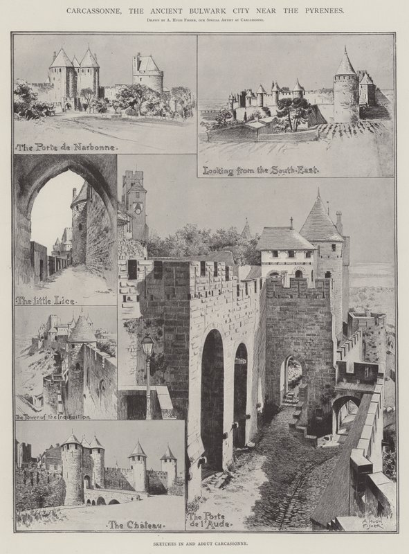 Carcassonne, the Ancient Bulwark City near the Pyrenees by Alfred Hugh Fisher
