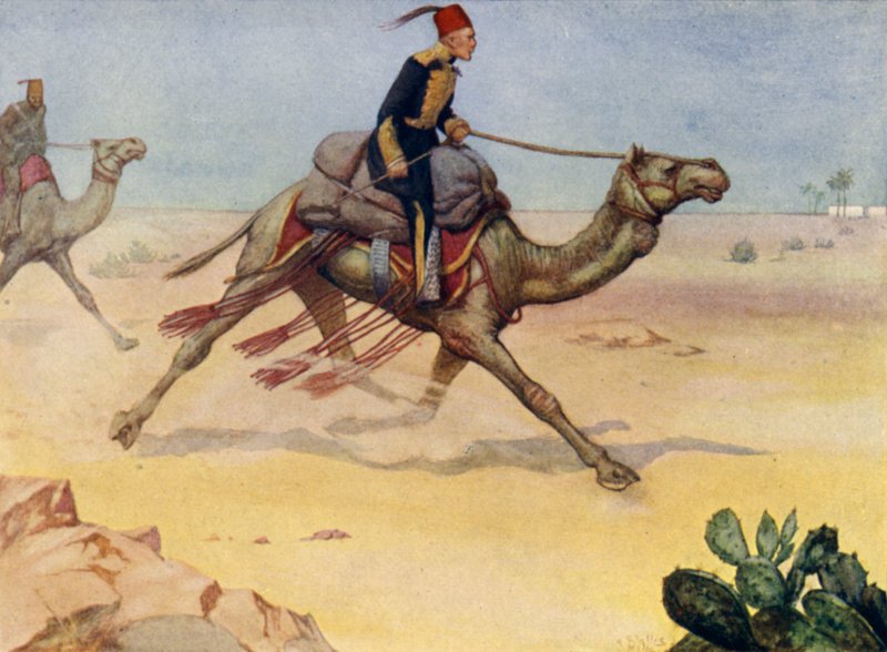 British General Charles George Gordon Galloping Across the Sahara Desert on a Camel by Alfred Wallis Mills