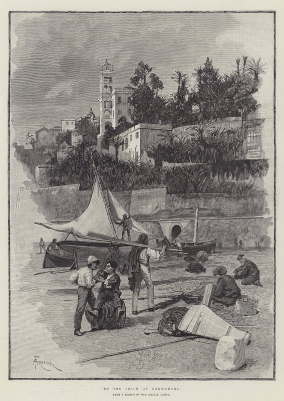 On the Beach at Bordighera by Amedee Forestier