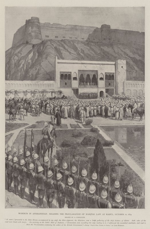 Roberts in Afghanistan, Reading the Proclamation of Martial Law at Kabul, 12 October 1879 by Amedee Forestier
