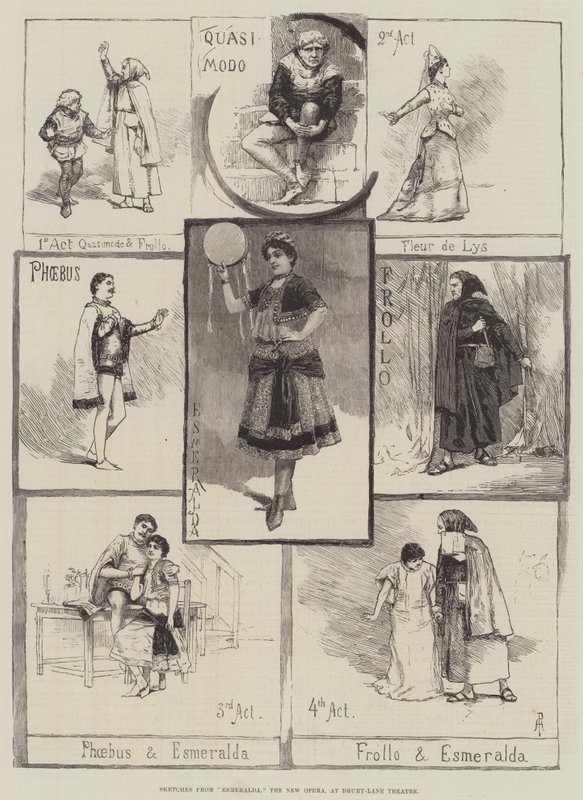 Sketches from Esmeralda, the New Opera, at Drury-Lane Theatre by Amedee Forestier