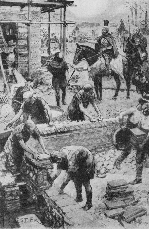 A Roman General Directing the Building of a Governor’s House by the Darent, Where the Foundations Still Survive by Amedee (after) Forestier