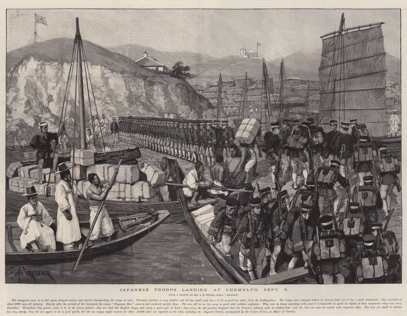 Japanese Troops landing at Chemulpo, 9 September by Amedee Forestier