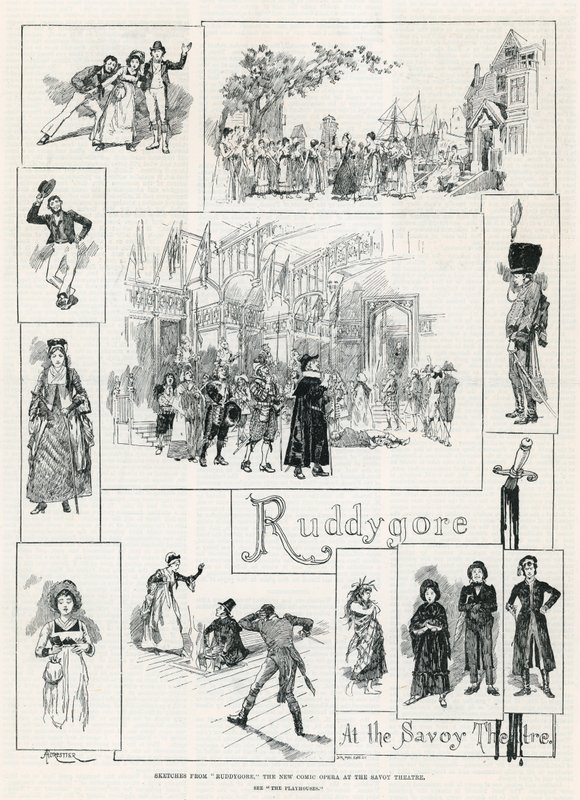 Sketches from Ruddygore the new comic opera at the Savoy Theatre by Amedee Forestier