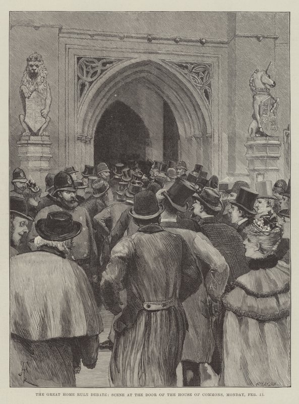The Great Home Rule Debate, Scene at the Door of the House of Commons, Monday, 13 February by Amedee Forestier
