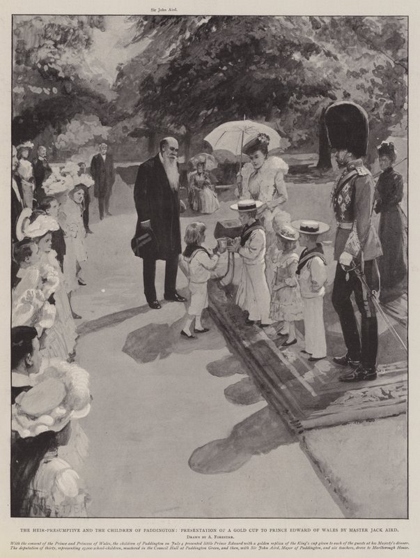 The Heir-Presumptive and the Children of Paddington, Presentation of a Gold Cup to Prince Edward of Wales by Master Jack Aird by Amedee Forestier