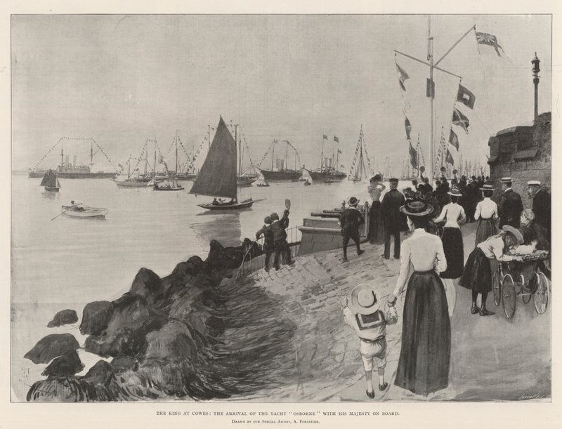 The King at Cowes, the Arrival of the Yacht Osborne with His Majesty on Board by Amedee Forestier