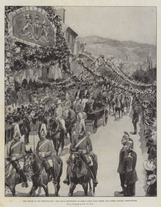 The Prince in his Principality, the Royal Procession in Great Duke Gate Street and North Parade, Aberystwith by Amedee Forestier